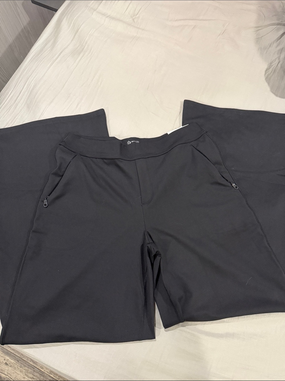 aerie Offline The Hugger - Trouser Wide Leg Pants in Black